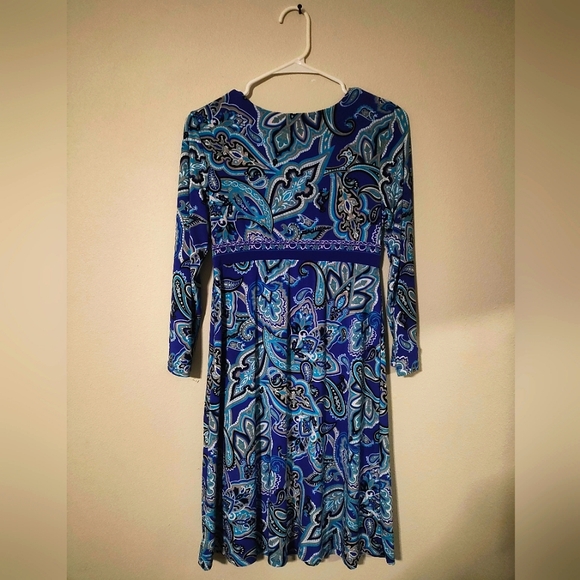 INC International Concepts Blue Paisley Dress size M - Picture 4 of 4
